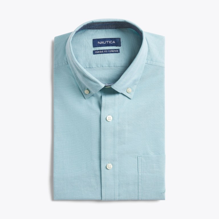 Blue Men's Nautica Wrinkle-resistant Wear To Work -sleeve Shirts | aFrOw9CK