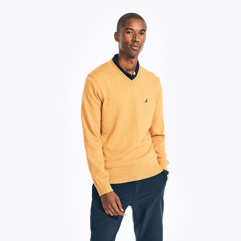 Gold Men's Nautica Navtech V-neck Sweaters | qyLpagyw