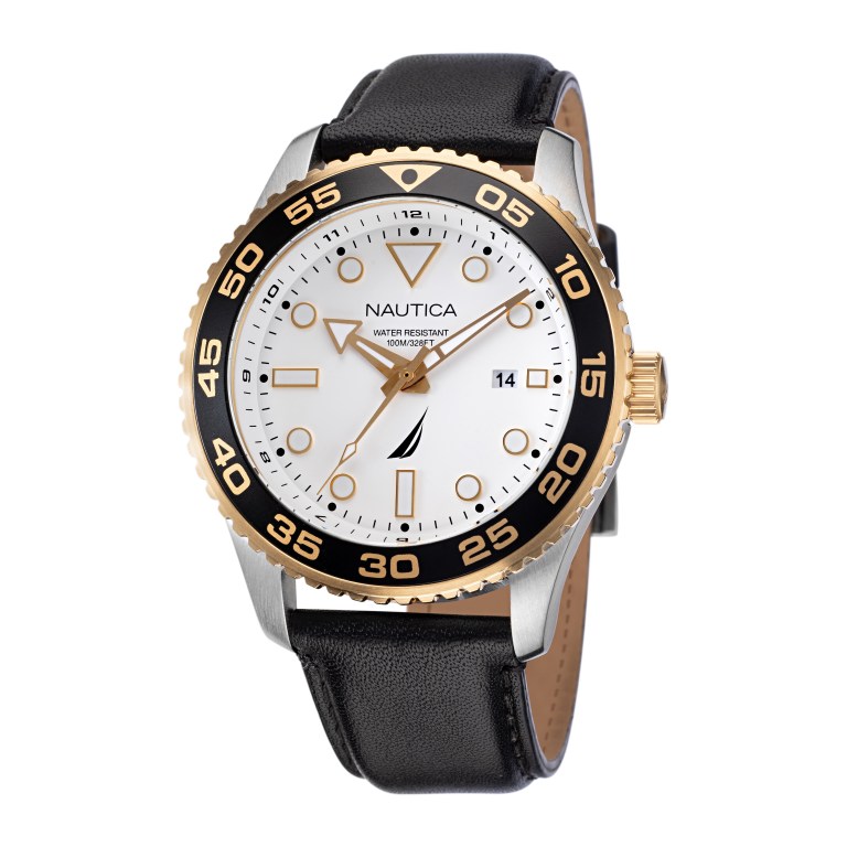Multicolor Men's Nautica Pacific Beach Stainless Steel And Leather Watches | hLIMR5zl