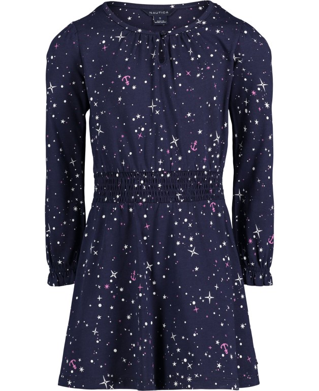 Navy Girls' Nautica Little Galaxy Anchor Printed (4-7) Dress | Xxm36luu