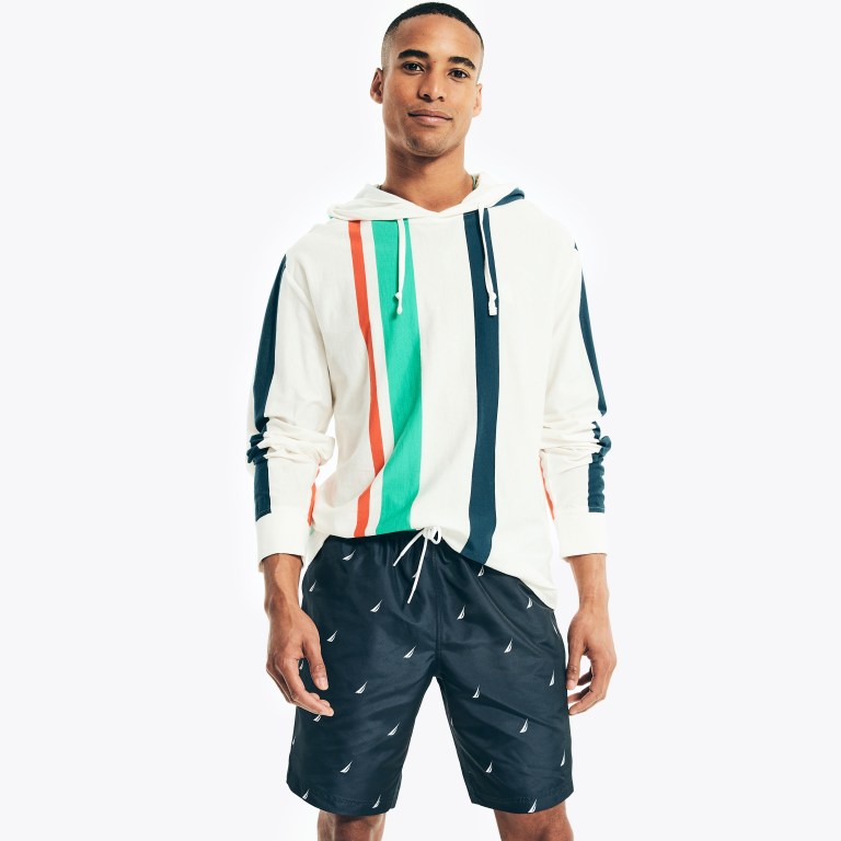 Navy Men's Nautica 8.5" J-class Print Quick-dry Swimwear | 6eBbxZzu